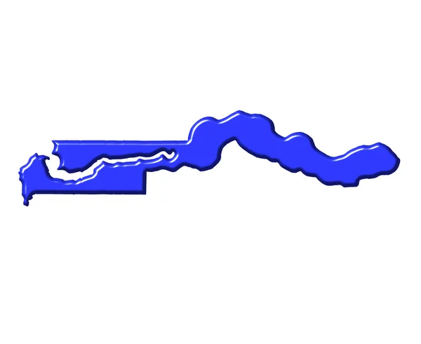 Gâmbia mapa 3d com cor nacional — Fotografia de Stock