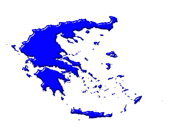 Grecia mapa 3d con color nacional —  Fotos de Stock