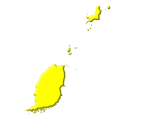 Mappa Grenada 3d con colore nazionale — Foto Stock