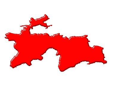 Tacikistan Ulusal renk ile 3d harita