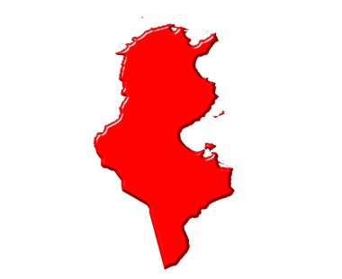 Tunus Millî renk ile 3d harita