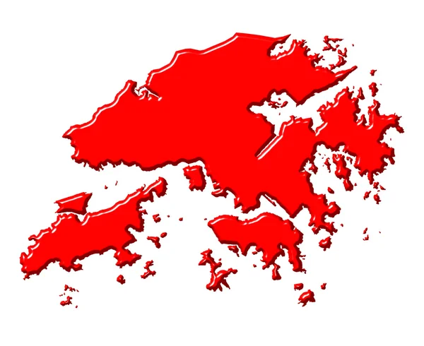 Mappa 3d di Hong Kong con colore nazionale — Foto Stock