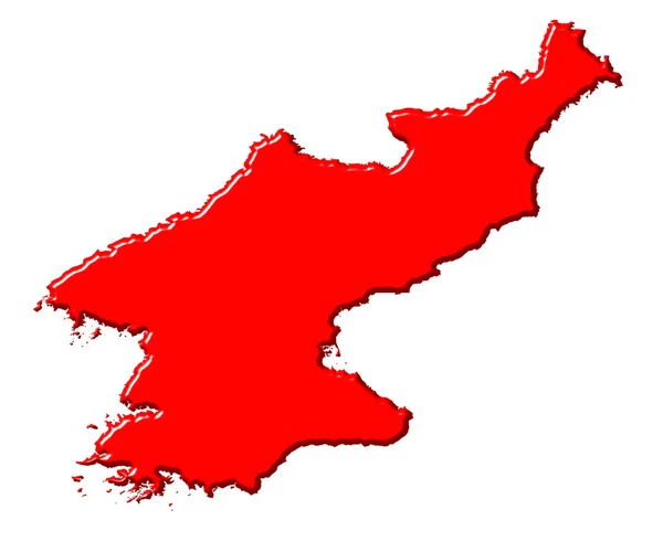 한국 북한 국가 색깔로 3 차원 지도 — 스톡 사진