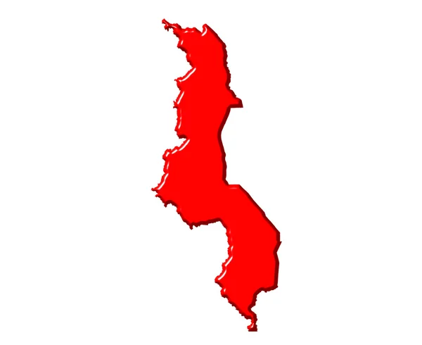 Malawi Ulusal renk ile 3d harita — Stok fotoğraf
