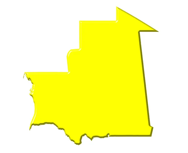 Mauritanie Carte 3d avec la couleur nationale — Photo