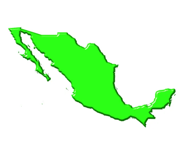 Mexico 3d map with national color — Stock Photo, Image