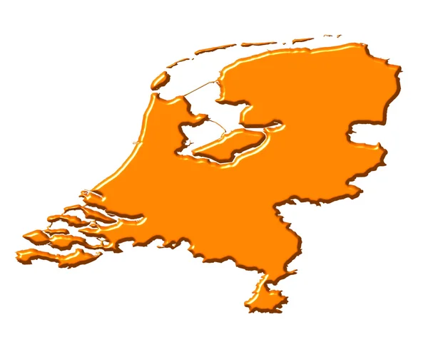 Ολλανδία 3d χάρτη με εθνικό χρώμα — Φωτογραφία Αρχείου