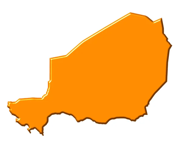Niger mapa 3d com cor nacional — Fotografia de Stock