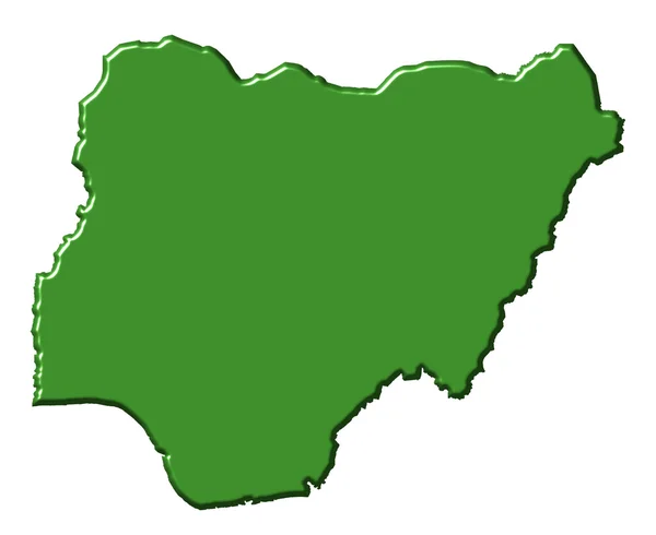 Нигерия 3d карта с национальным цветом — стоковое фото