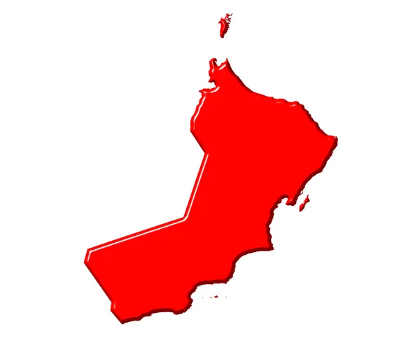 3D карта Омана с национальным цветом — стоковое фото
