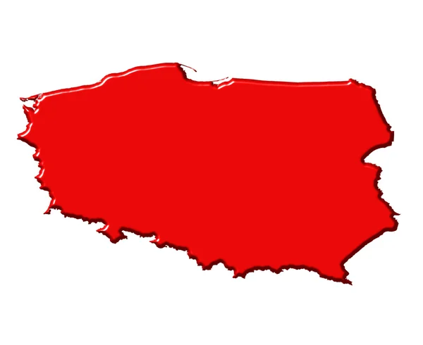 Polonia 3d mappa con colore nazionale — Foto Stock