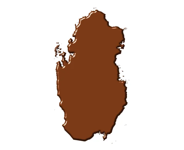 Qatar mapa 3d con color nacional — Foto de Stock