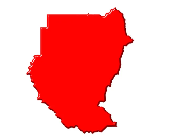 Sudan map 3d z krajowych kolor — Zdjęcie stockowe