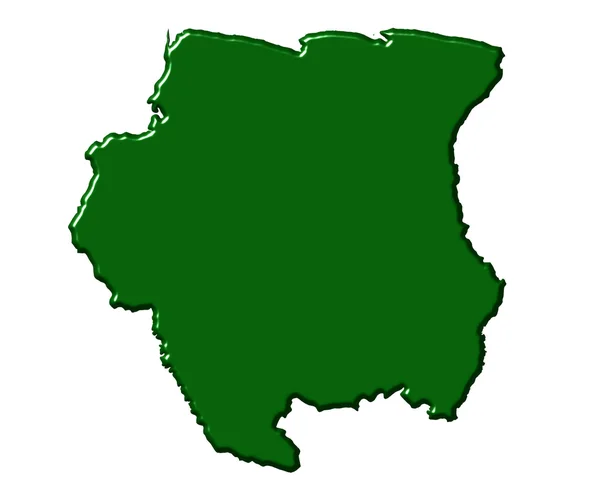 Suriname 3d Térkép, nemzeti színű — Stock Fotó