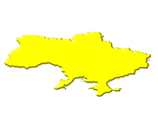 Ukraine carte 3d avec la couleur nationale — Photo