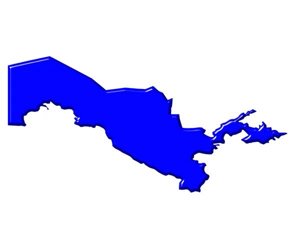乌兹别克斯坦与民族色彩的 3d 地图 — 图库照片