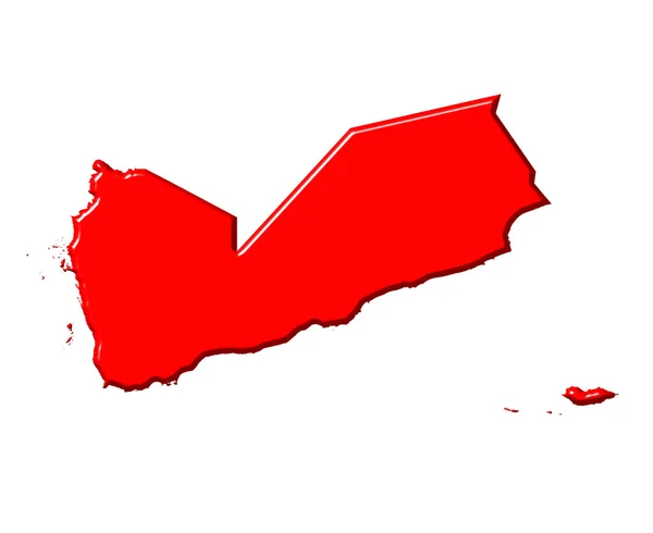 Jemen 3d mapa s národní barvy — Stock fotografie