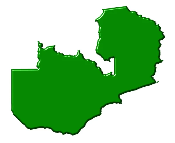 Ζάμπια 3d χάρτη με εθνικό χρώμα — Φωτογραφία Αρχείου