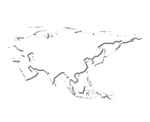 Asia 3D White Map — Stock Photo, Image