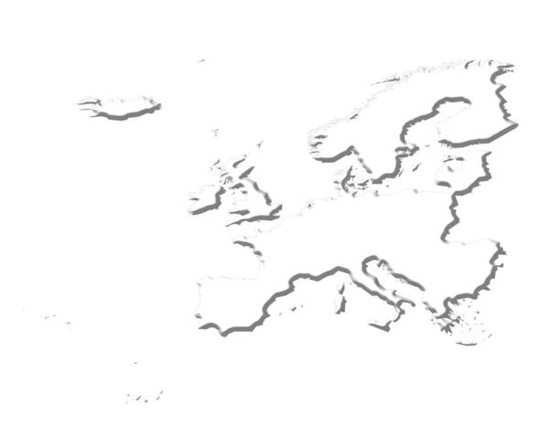 Europa 3D White Map — Foto Stock