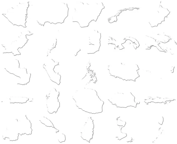 Nikaragua-saint vincent ve Grenadinler 3d beyaz haritalar — Stok fotoğraf