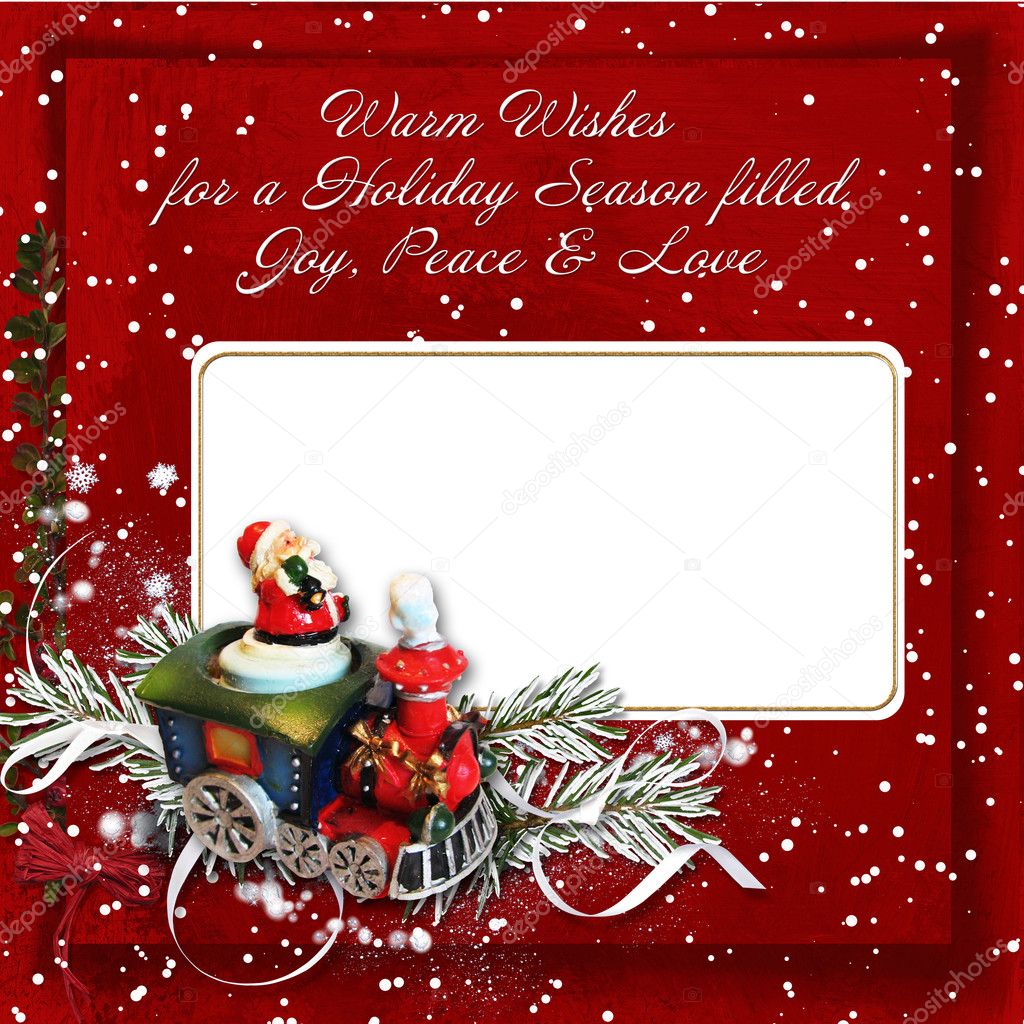 Christmas background with card and warm wishes