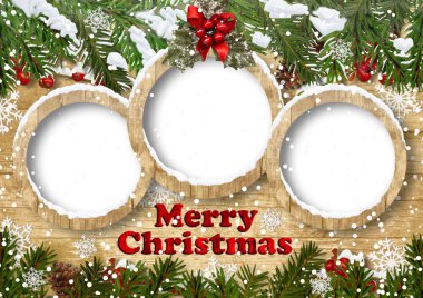 çerçeve ve köknar dal ile Noel arka plan