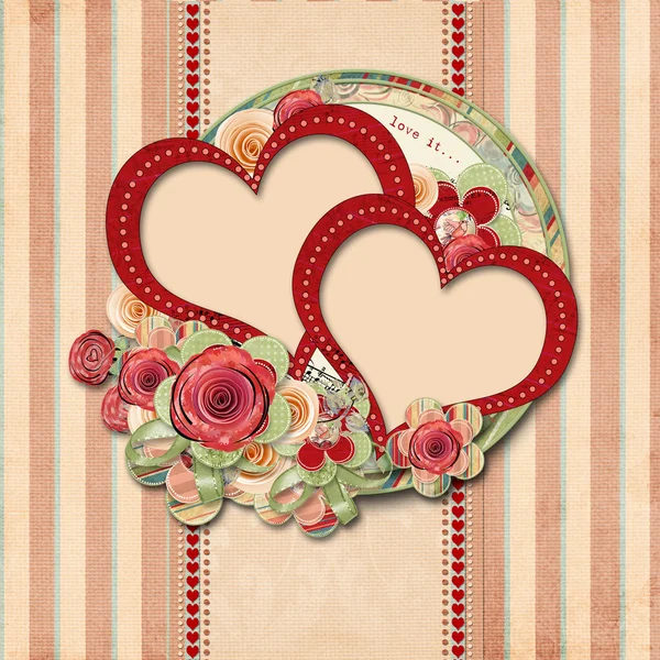 Vintage valentine achtergrond met prachtige frame — Stockfoto