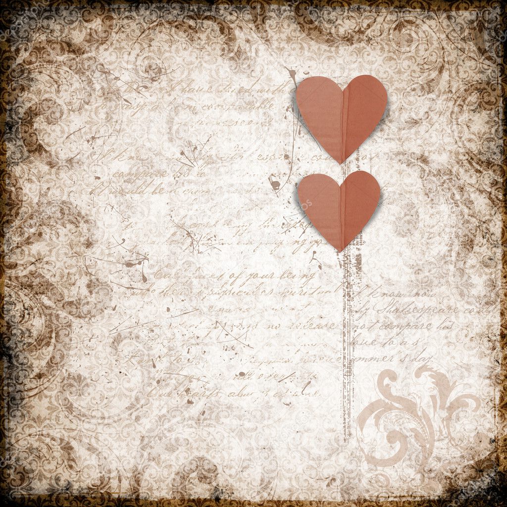 Grunge background with paper heart