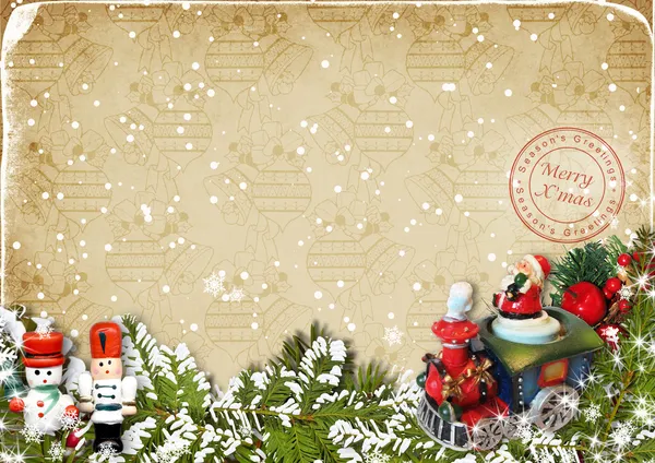 ビンテージ クリスマスの装飾とカード — ストック写真