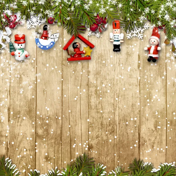 Fondo de Navidad con ramas de abeto y decoraciones — Foto de Stock