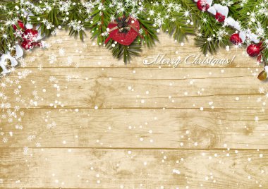 kar yağışı ile Noel köknar ağacı