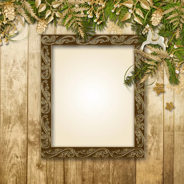 Christmas background with photo frame — Stock Photo, Image