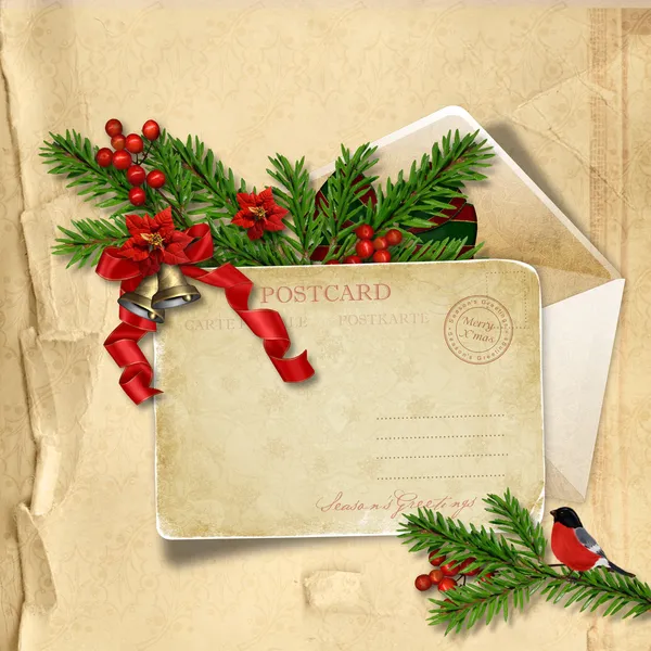 Vintage christmas briefkaart — Stockfoto