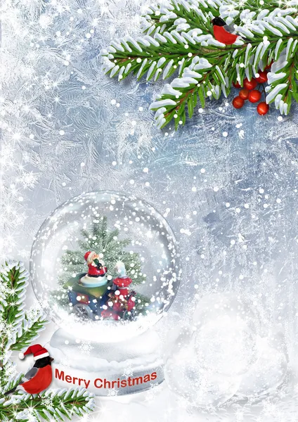 Bola de nieve con Santa — Foto de Stock
