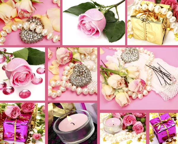 Esküvői kiegészítők és rózsák — Stock Fotó