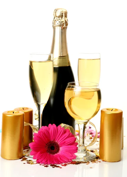 Wine and flower — Stock Photo, Image