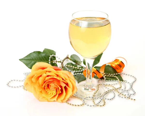 Wine and rose — Stock Photo, Image