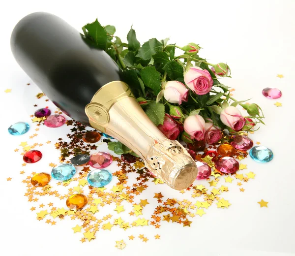 Wine and roses — Stock Photo, Image