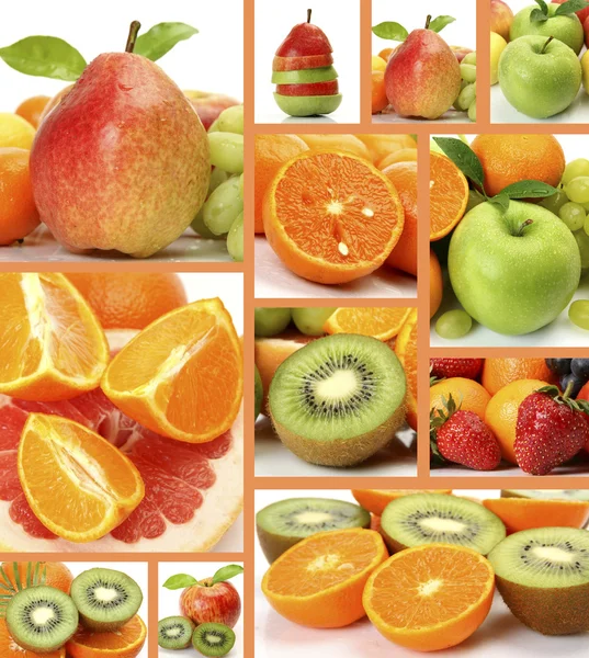 Collage van rijp fruit en bessen — Stockfoto