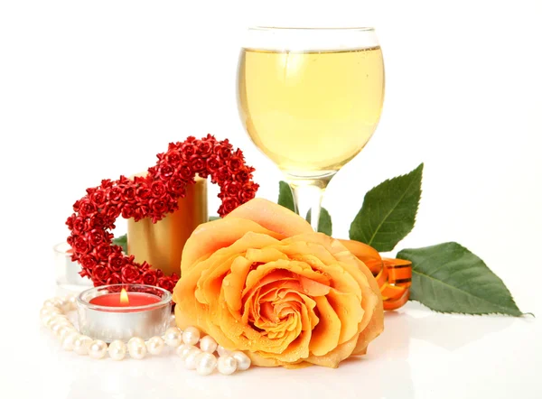 Champagne and rose — Stock Photo, Image