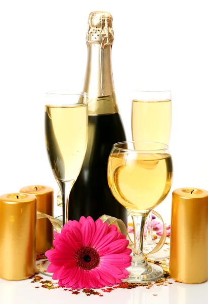 Champagne and flower — Stock Photo, Image