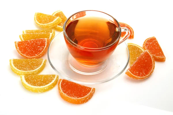 Tè e caramelle alla frutta — Foto Stock