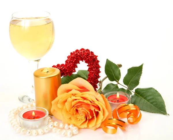 Wine and rose — Stock Photo, Image