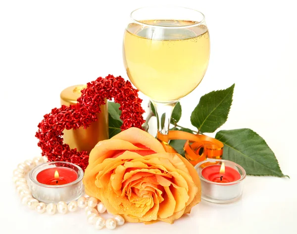 Wine and rose — Stock Photo, Image