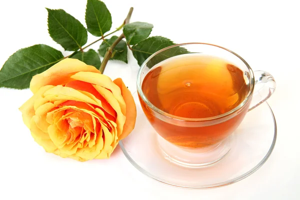 Tea and rose — Stock Photo, Image