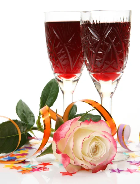 Vino y rosa —  Fotos de Stock