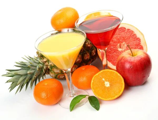 Ripe fruit and juice — Stock Photo, Image