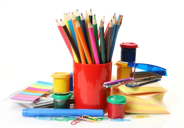 Color paints and pencils Royalty Free Stock Images