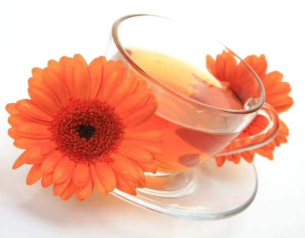 Tea és virágok — Stock Fotó